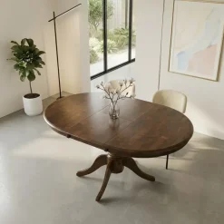 Tavolo da pranzo allungabile rotondo 90/124cm noce scuro Circle
