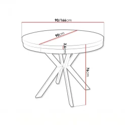 Tavolo da pranzo allungabile 90/166 cm rotondo nero effetto marmo bianco Vortex