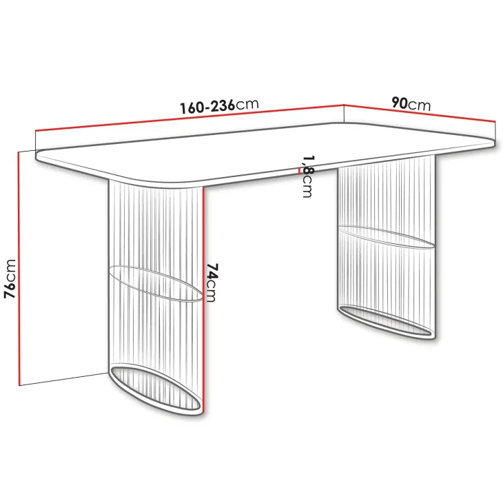 Tavolo da pranzo allungabile 160/236x90 cm industrial bianco metallo nero Hexa