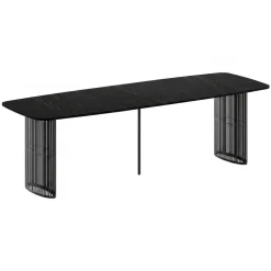 Tavolo da pranzo allungabile 160/236x90 cm industrial effetto marmo nero metallo nero Hexa