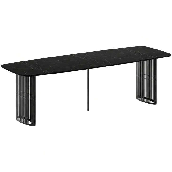 Tavolo da pranzo allungabile 160/236x90 cm industrial effetto marmo nero metallo nero Hexa