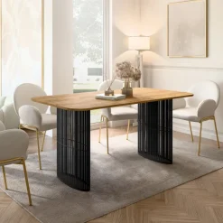 Tavolo da pranzo allungabile 160/236x90 cm industrial rovere metallo nero Hexa