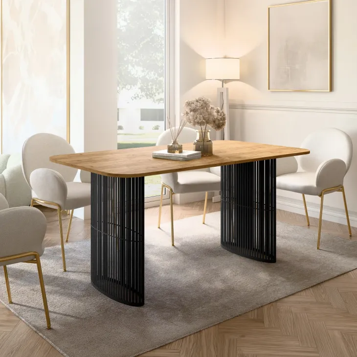 Tavolo da pranzo allungabile 160/236x90 cm industrial rovere metallo nero Hexa