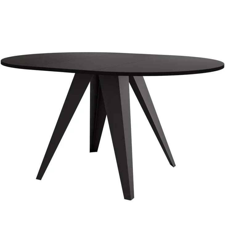 Tavolo da pranzo allungabile 100/138x100 cm rotondo industrial nero metallo nero Cortex
