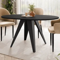 Tavolo da pranzo allungabile 100/138x100 cm rotondo industrial nero metallo nero Cortex