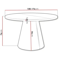 Tavolo da pranzo allungabile 100/176x100 cm rotondo industrial bianco metallo nero Grint