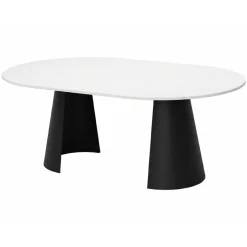 Tavolo da pranzo allungabile 100/176x100 cm rotondo industrial bianco metallo nero Grint