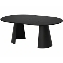 Tavolo da pranzo allungabile 100/176x100 cm rotondo industrial nero metallo nero Grint