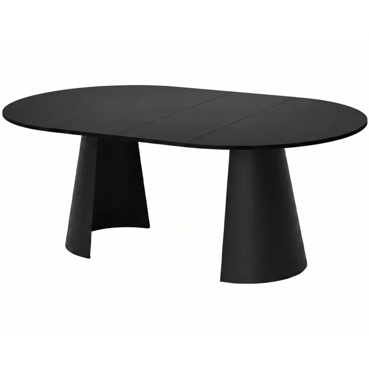 Tavolo da pranzo allungabile 100/176x100 cm rotondo industrial nero metallo nero Grint