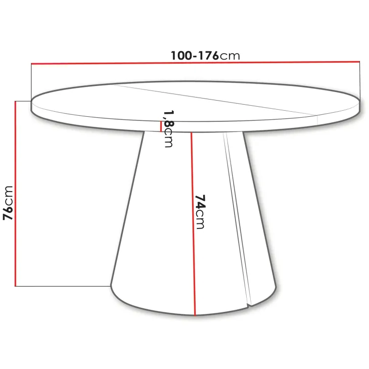 Tavolo da pranzo allungabile 100/176x100 cm rotondo industrial rovere metallo nero Grint
