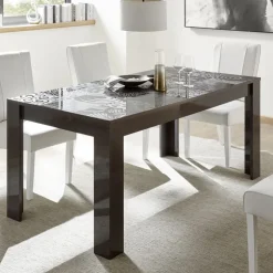 Tavolo da pranzo allungabile 180/228cm grigio laccato lucido Paradise