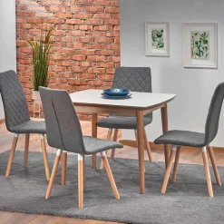Tavolo da pranzo allungabile 90/190cm bianco opaco rovere Mostar