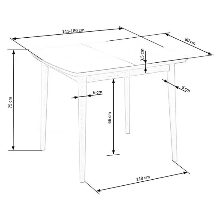 Tavolo da pranzo allungabile 90/190cm bianco opaco rovere Mostar