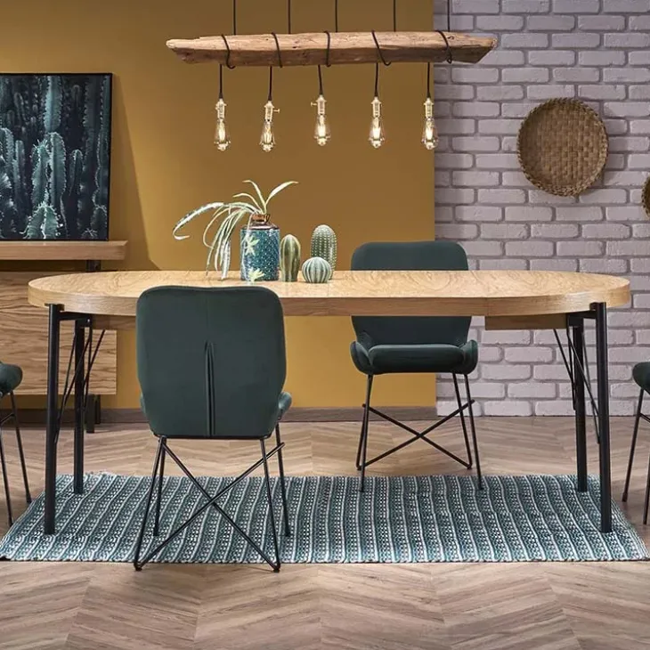 Tavolo da pranzo allungabile moderno 100/300cm rovere nero Wally