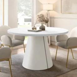 Tavolo da pranzo allungabile 100/176x100 cm rotondo industrial bianco metallo cashmere Grint