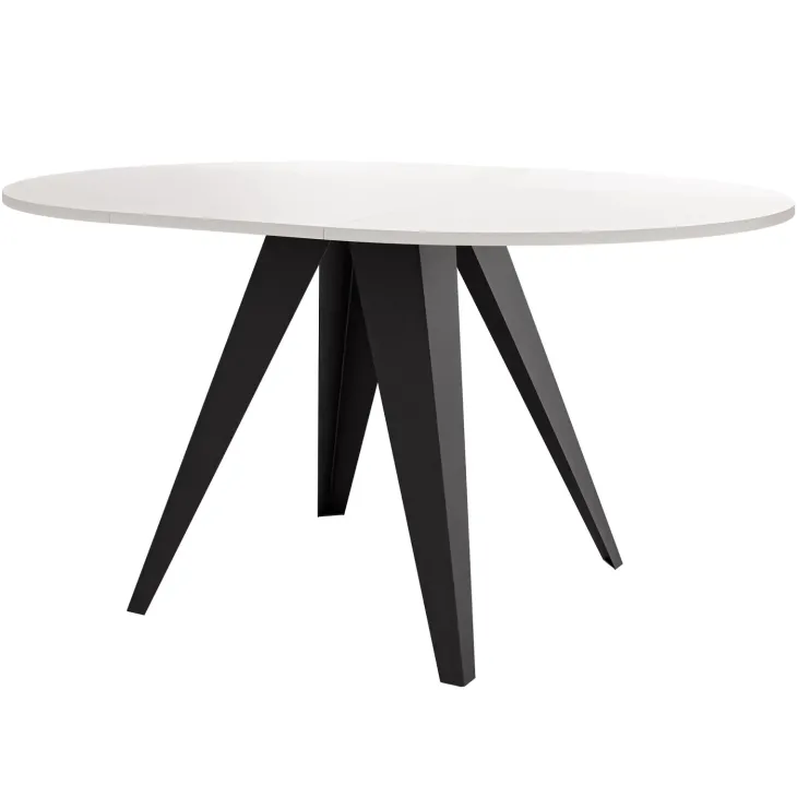 Tavolo da pranzo allungabile 100/138x100 cm rotondo industrial bianco metallo nero Cortex