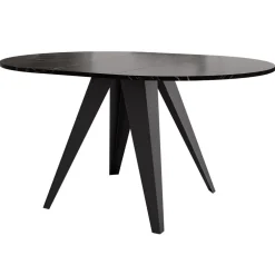Tavolo da pranzo allungabile 100/138x100 cm rotondo industrial effetto marmo nero metallo nero Cortex