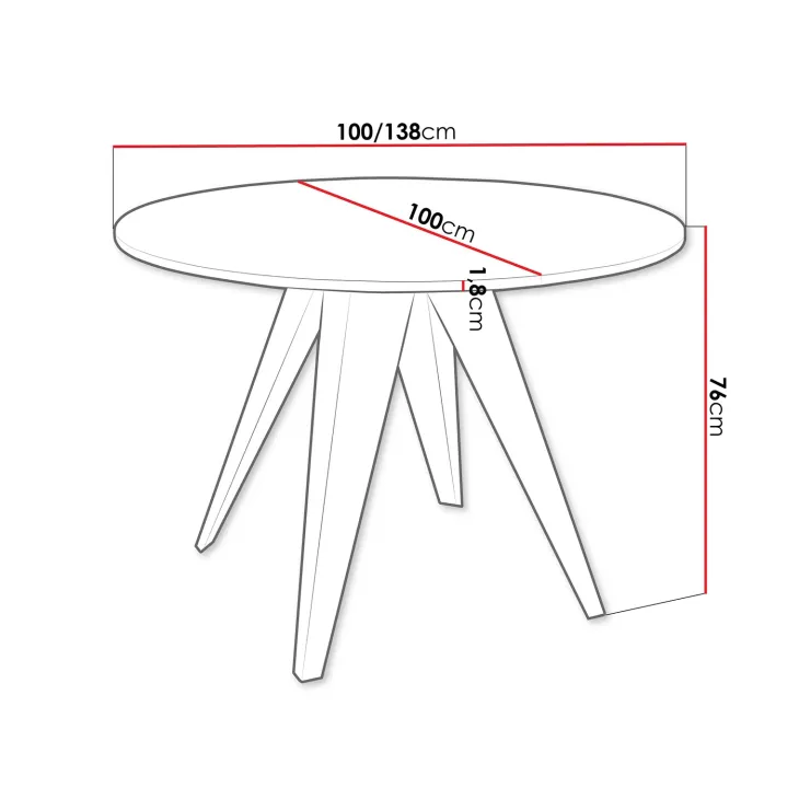 Tavolo da pranzo allungabile 100/138x100 cm rotondo industrial effetto marmo nero metallo nero Cortex