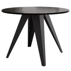 Tavolo da pranzo allungabile 100/138x100 cm rotondo industrial effetto marmo nero metallo nero Cortex