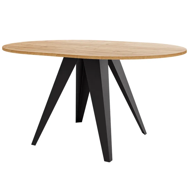 Tavolo da pranzo allungabile 100/138x100 cm rotondo industrial rovere metallo nero Cortex