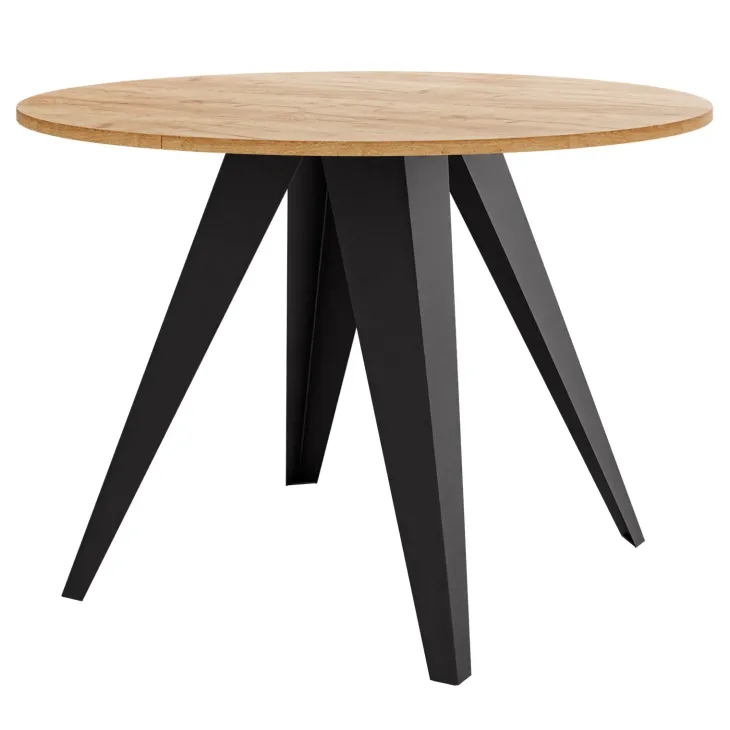 Tavolo da pranzo allungabile 100/138x100 cm rotondo industrial rovere metallo nero Cortex