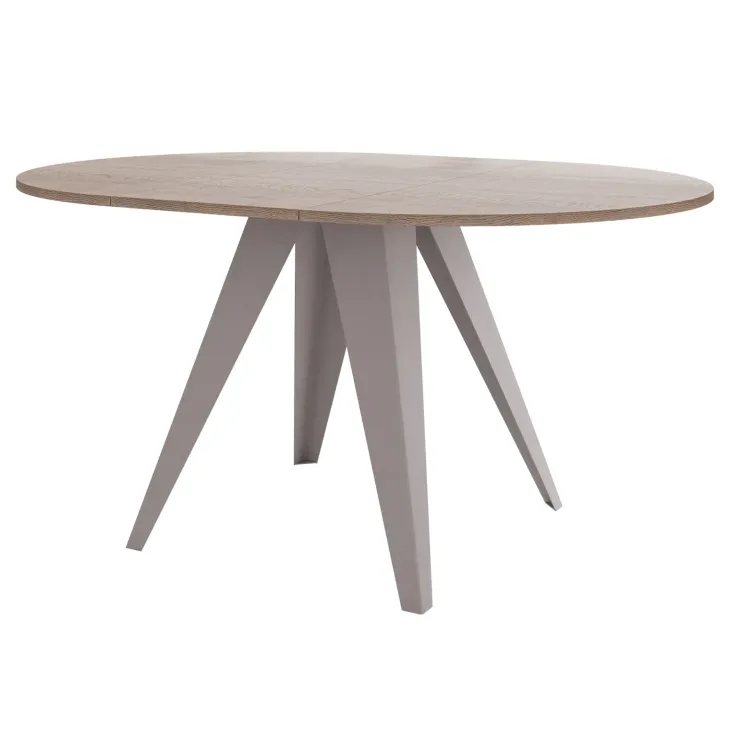Tavolo da pranzo allungabile 100/138x100 cm rotondo industrial rovere scuro metallo cashmere Cortex