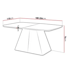 Tavolo da pranzo allungabile 180/256x110cm industrial bianco metallo nero Rail