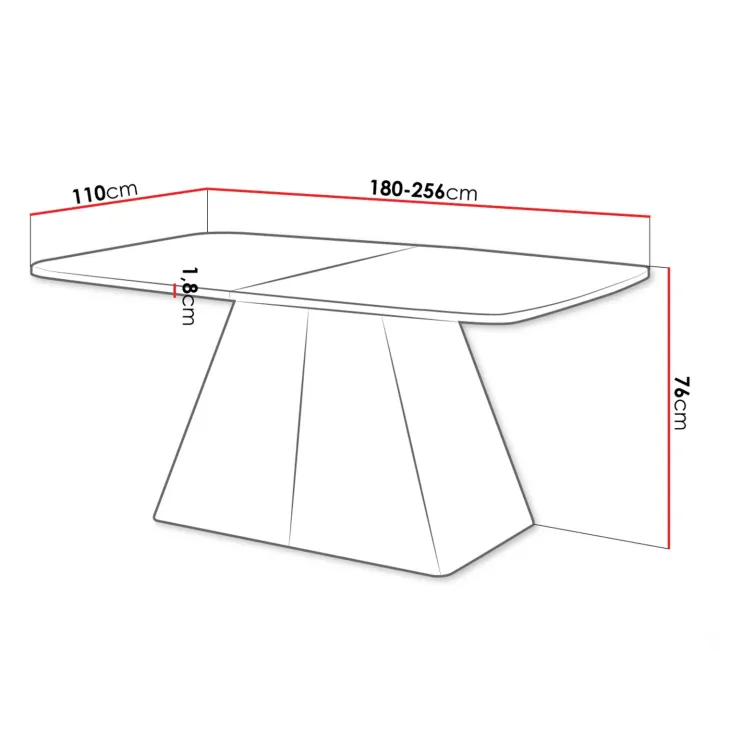 Tavolo da pranzo allungabile 180/256x110cm industrial bianco metallo nero Rail