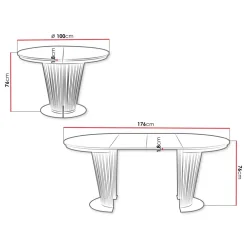 Tavolo da pranzo allungabile 100/176x100 cm rotondo industrial bianco metallo nero Monox