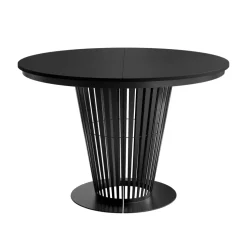 Tavolo da pranzo allungabile 100/176x100 cm rotondo industrial nero metallo nero Monox