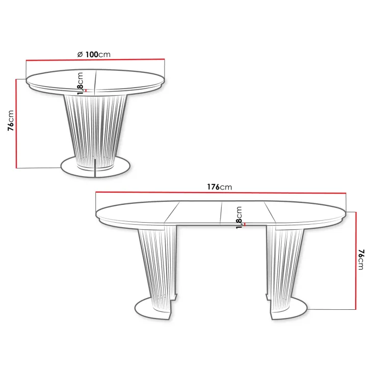 Tavolo da pranzo allungabile 100/176x100 cm rotondo industrial rovere metallo nero Monox
