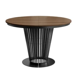 Tavolo da pranzo allungabile 100/176x100 cm rotondo industrial noce metallo nero Monox