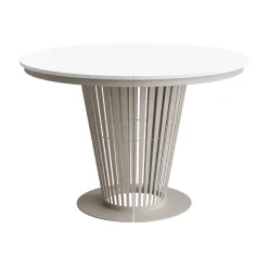 Tavolo da pranzo allungabile 100/176x100 cm rotondo industrial bianco metallo cashmere Monox