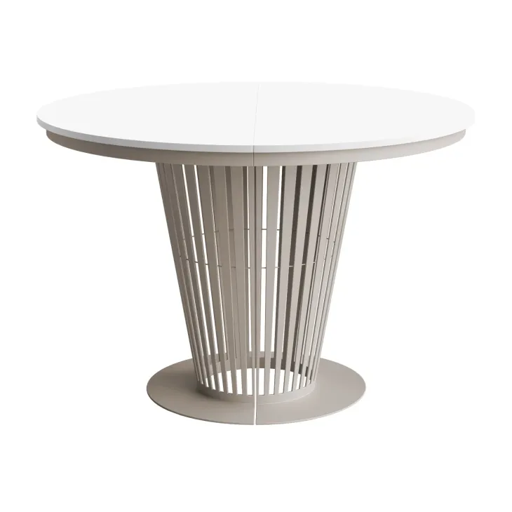 Tavolo da pranzo allungabile 100/176x100 cm rotondo industrial bianco metallo cashmere Monox