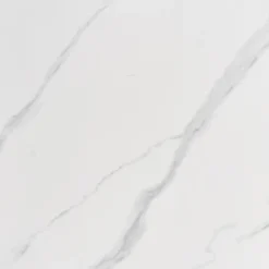 Tavolo da pranzo rotondo 120cm effetto marmo bianco cromato argento Selim