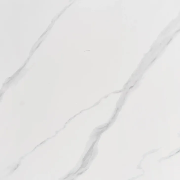 Tavolo da pranzo rotondo 120cm effetto marmo bianco cromato argento Selim
