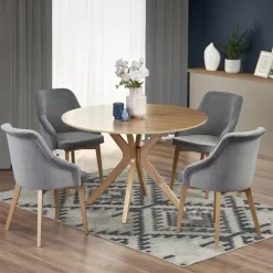 Tavolo da pranzo rotondo moderno 120x120cm rovere naturale Corinto