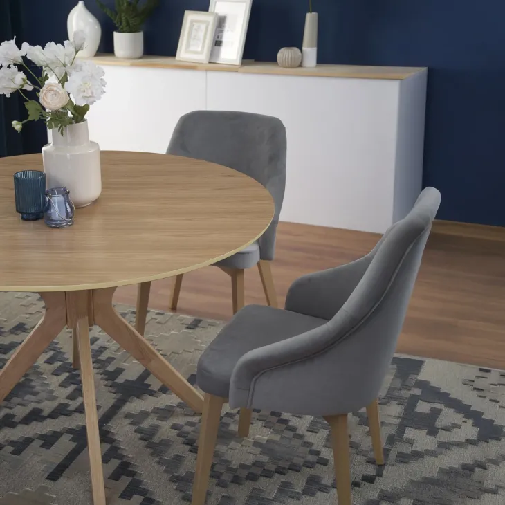 Tavolo da pranzo rotondo moderno 120x120cm rovere naturale Corinto