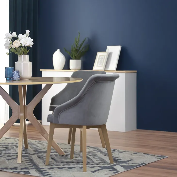 Tavolo da pranzo rotondo moderno 120x120cm rovere naturale Corinto