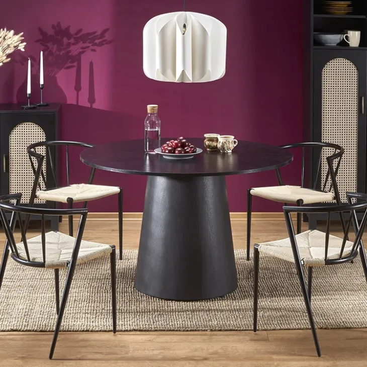 Tavolo da pranzo rotondo 120x77cm nero Igino