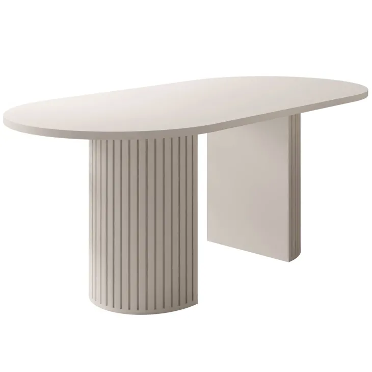 Tavolo da pranzo 185x90cm cannettato ovale beige cashmere Kelda