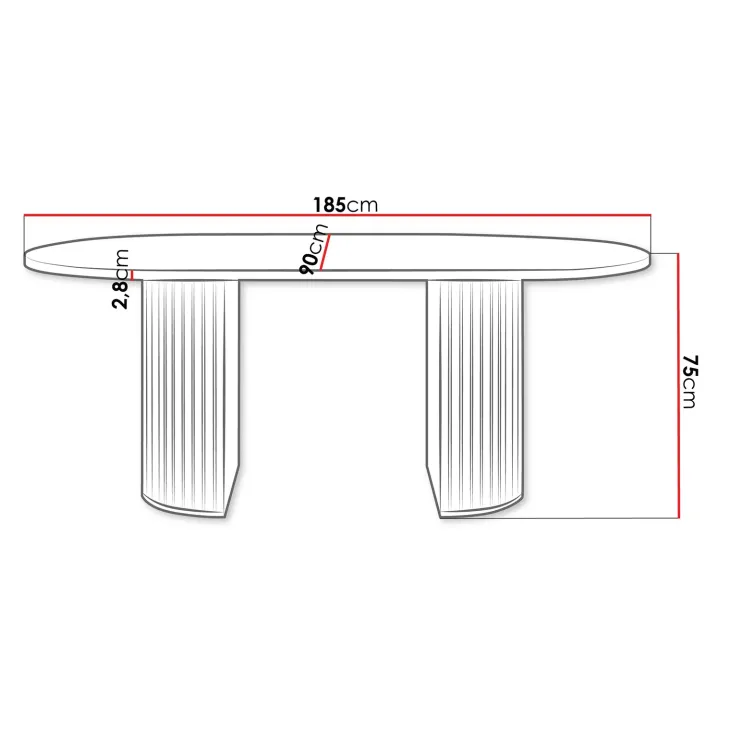 Tavolo da pranzo 185x90cm cannettato ovale noce Kelda