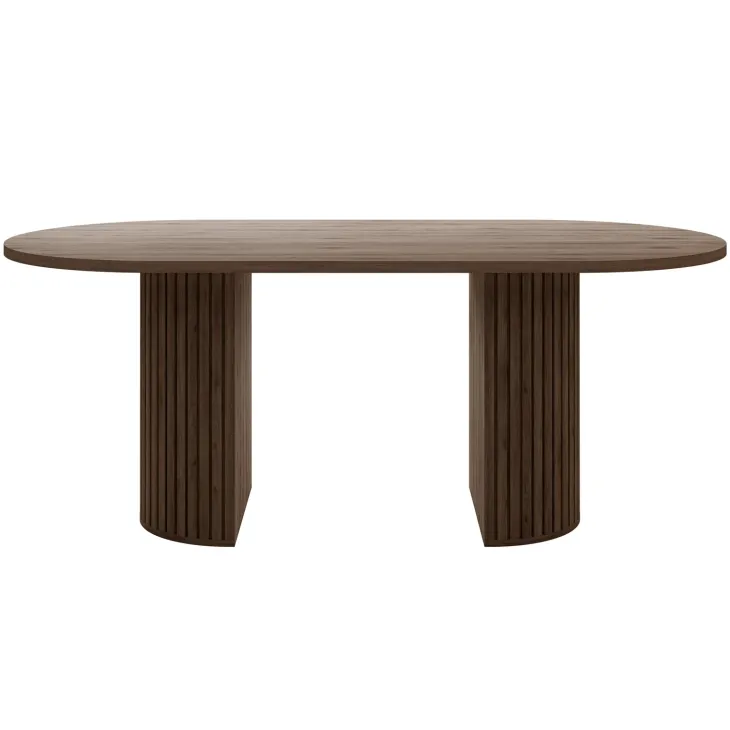 Tavolo da pranzo 185x90cm cannettato ovale noce Kelda