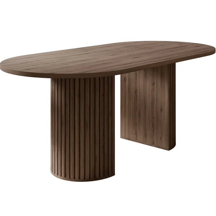 Tavolo da pranzo 185x90cm cannettato ovale noce Kelda