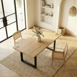 Tavolo da pranzo 160x90cm gambe in metallo legno massello rovere Tarselia