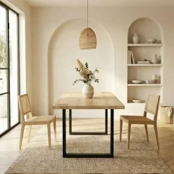 Tavolo da pranzo 160x90cm gambe in metallo legno massello rovere Tarselia