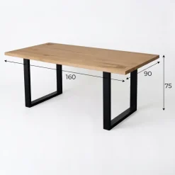 Tavolo da pranzo 160x90cm gambe in metallo legno massello rovere Tarselia