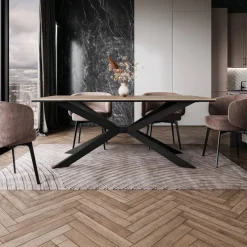 Tavolo da pranzo 190x90 cm industrial rettangolare rovere metallo nero Axon