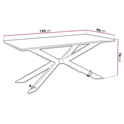 Tavolo da pranzo 190x90 cm industrial rettangolare rovere metallo nero Axon