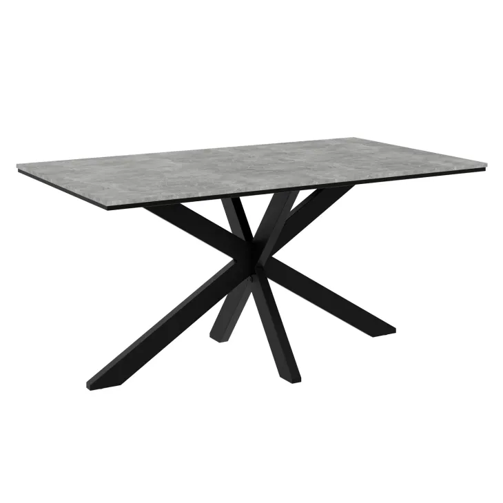 Tavolo da pranzo 160x90 cm industrial rettangolare grigio cemento metallo nero Steel